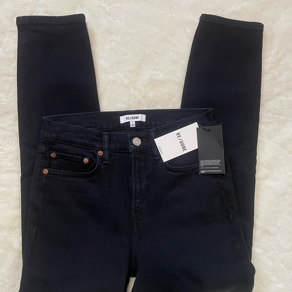 Re/done 90s Mid-Rise Ankle Crop Jeans Dark Jet Blue Black Size 26 - Picture 5 of 15